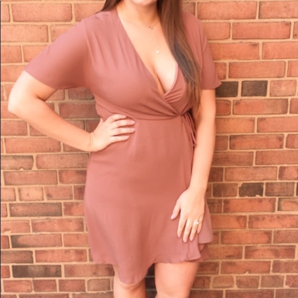 Camel wrap dress